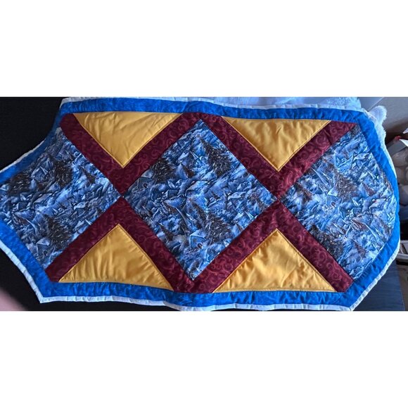 Handcrafted Quilted Runner Winter Wonderland Patchwork 45" x 17" Centerpiece - Picture 6 of 11